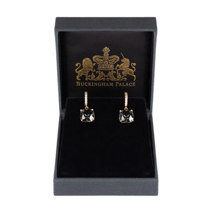 Royal Collection Shop Black Square Crystal Earrings* Earrings