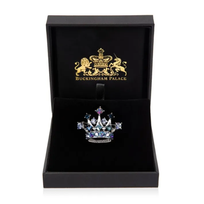 Royal Collection Shop Blue And Silver Crown Brooch* Brooches