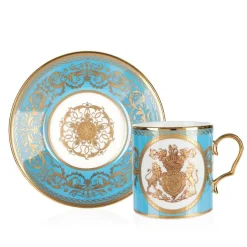 Royal Collection Shop Special Edition Lustre Turquoise And Yellow Coffee Cup And Saucer* Cups & Saucers